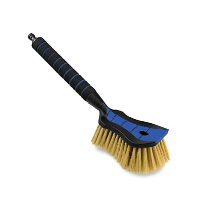 Afbeelding van ToMPaR Autowasborstel I Waterborstel met wateraansluiting Snelsluiting voor de waterklep Zachte, fijne en borstelharen Comfortabele handgreep Lengte: 44 cm Blauw