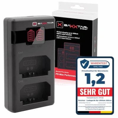 Afbeelding van Baxxtar NP FZ100 PD MaxPerformance acculader (1500mA) USB C Mini Dual LCD geschikt voor PD/QC (1618582)