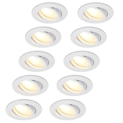 Afbeelding van 10x HCFEI LED Inbouwspots mat wit 4000K neutraal 5 Watt Dimbaar en kantelbaar GU10 module Ronde plafondspots (Ø68 mm) Spotjes verlichting voor woonkamer, gang slaapkamer