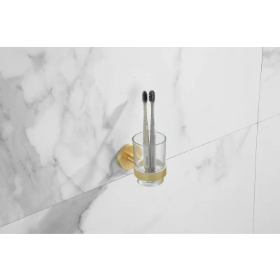 Afbeelding van Saniclear Brass glashouder geborsteld messing mat goud