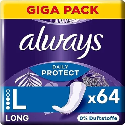 Afbeelding van Always Daily Protect Inlegkruisjes voor dames, lang (64 maandverbanden), gigapack, zonder geur