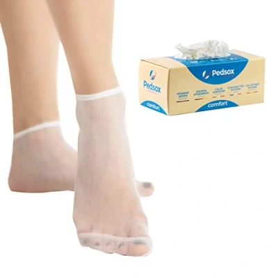 Afbeelding van Pedsox, Wegwerp Hygiënesokken, Doos van 100 stuks, Line Comfort, Unisex, One Size, Wit, Eén maat