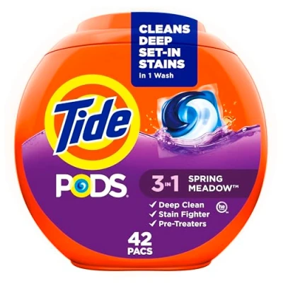 Afbeelding van Tide Pods Vloeibaar wasmiddel Pacs, Spring Meadow, 42 stuks