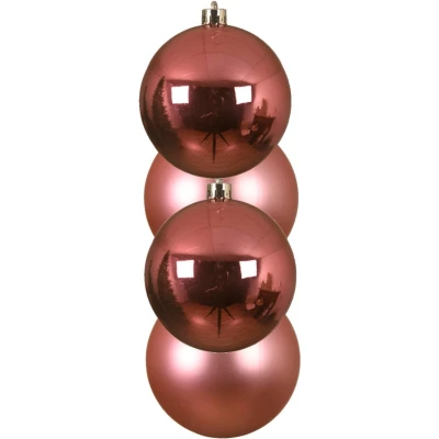 Afbeelding van 4x stuks kunststof kerstballen lippenstift roze 10 cm glans/mat Kerstbal