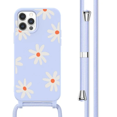 Afbeelding van Apple iPhone 12 Hoesje Siliconen en TPU (zacht) imoshion Softcase/Koordhoesje/Backcover Lila Flower Distance Telefoonhoesje