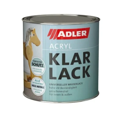 Afbeelding van ADLER Acryl blanke lak glanzend 375 ml acryllak met grondwerking, basis en deklak voor binnen buiten weerbestendige hout, metaal kunststof