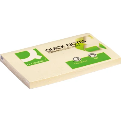 Afbeelding van Q CONNECT Quick Notes Recycled, ft 76 x 127 mm, 100 vel, geel memoblok