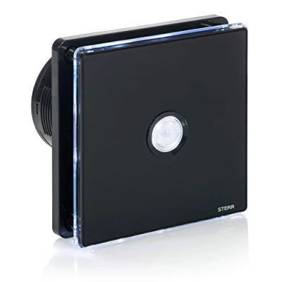 Afbeelding van STERR Zwart Badkamerventilator 100 mm met LED + PIR Stille Moderne