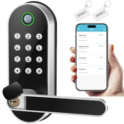 Afbeelding van Sifely Keyless Entry Deurslot, Toetsenbord Vingerafdruk Biometrisch Passcode Code Digitaal Smart Deurslot (Smart