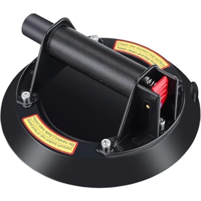 Afbeelding van Vacuüm zuignappen voor tegels, 20 cm, maximaal draagvermogen 300 kg, glazen met luchtventiel het optillen van glas, marmer, deuren, ramen en meubels (zwart)