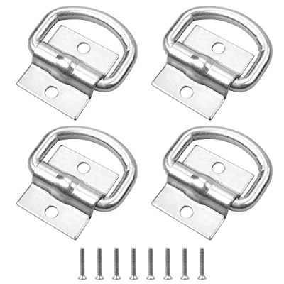 Afbeelding van D Ring Tie Downs, 4 Pack Cargo Downs Ankers Sjorringen Heavy Duty met 8 stuks schroeven voor het vastzetten van lading in aanhangwagen, vrachtwagen, boot, auto&#039;s, kajak