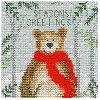 Afbeelding van Bothy Threads Wenskaart kruissteekset &quot;Kerstbeer&quot;, 10x10cm, XMAS9, telpatroon