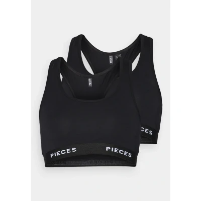 Afbeelding van PIECES niet voorgevormde bh top PCLOGO (set van 2) zwart