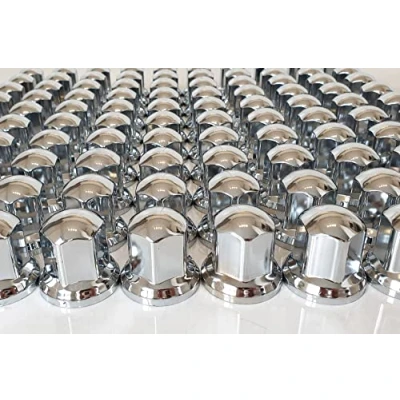 Afbeelding van Sertplas 120 stuks x 32 mm chroom wieldoppen kunststof wielmoerdoppen vrachtwagen truck aanhanger accessoires