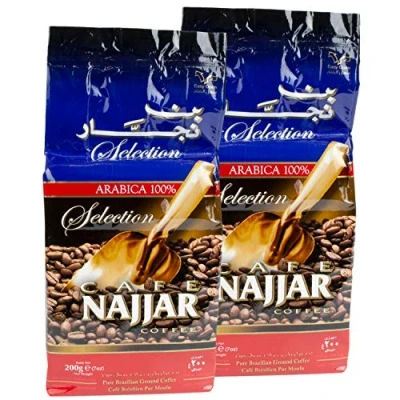 Afbeelding van Najjar Arabische mokka koffie gemalen in set van 2 à 200 g verpakking
