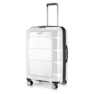 Afbeelding van HAUPTSTADTKOFFER Britz harde koffer met laptopvak trolley rolkoffer reiskoffer uitbreidbaar, TSA, 4 wielen, wit, Mittelgroßer Koffer, laptop