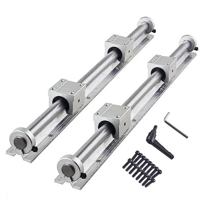 Afbeelding van CNCMANS 2 stuks SBR20 1000 mm lineaire geleiderail, geleiderail met 4 SBR20UU lagers, glijblok, lagerblok en 20 aanslagbeveiligingsring voor 3D printer