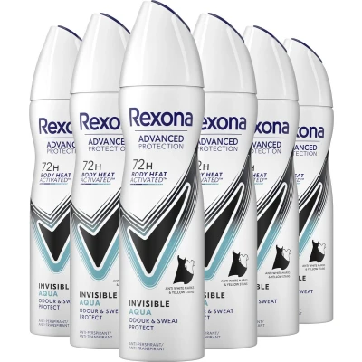 Afbeelding van 6x Rexona Deodorant Spray Invisible Aqua 150 ml