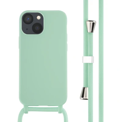 Afbeelding van Apple iPhone 13 Mini Hoesje Siliconen en TPU (zacht) iMoshion Softcase/Koordhoesje/Backcover Mintgroen Telefoonhoesje