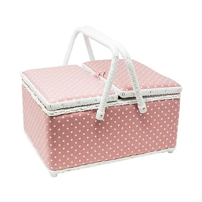 Afbeelding van Korbond Naaimand Twin Deksel Roze Polka Dot Design 17 cm x 24 31