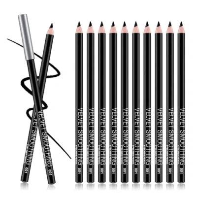 Afbeelding van Linble, 12 stuks kajal set intense zwarte cajalstiften voor matte strakke lijnen, Black Eye Potlood eyeliner stift