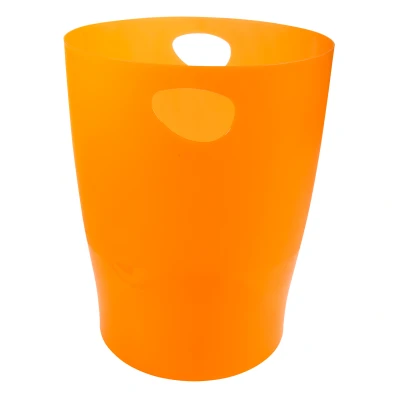 Afbeelding van Exacompta Ref. 45352D 1 prullenbak ECOBIN met handgrepen Volume 15 liter, voor kantoor en thuiskantoor Afmetingen 26,3 x 33,5 cm Doorschijnend oranje mandje