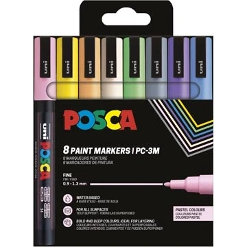 Afbeelding van Uni POSCA paintmarker PC 3M 8 stuks pastelkleuren