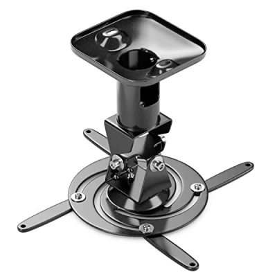 Afbeelding van deleyCON Universele Beamer Projector Plafondbevestiging + 25 Kantelbaar 360 Draaibaar tot 15kg Afstand het Plafond 215mm Kabelgeleider Zwart