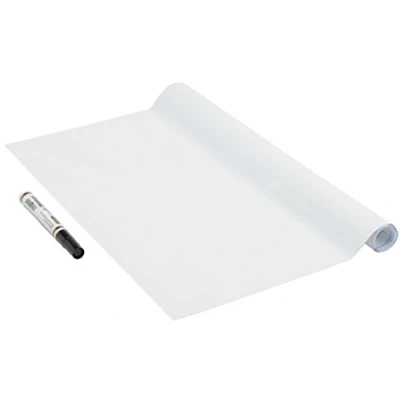 Afbeelding van Venilia 53006 Whiteboardfolie incl. pen, schrijfbordfolie, wit wandbord, bordfolie, multifunctionele tafelfolie, zelfklevend, 67,5 cm x 1,5 m, 150 µm (dikte: 0,15 mm),