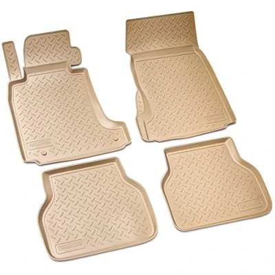 Afbeelding van Recambo 3D rubberen vloermatten, compatibel met BMW 5 serie E39 Limo Touring BJ 1995 2004 automatten precies passend rand beige