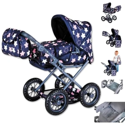 Afbeelding van knorr toys® Ruby poppenwagen, ster blauw roze