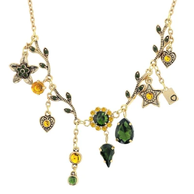 Afbeelding van Behave Goudkleurige ketting met ster, druppelvorm, bloem, blad en hart hangers