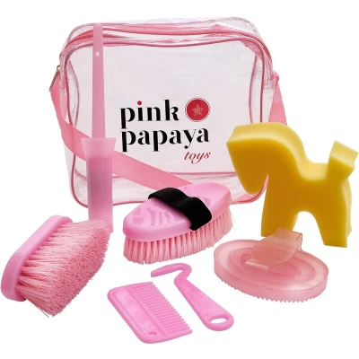 Afbeelding van Pink Papaya, Kinder Pony Poetsdoos/Poetstas Lexington 7 delig gevuld