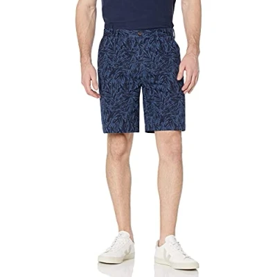 Afbeelding van Amazon Essentials Men&#039;s Korte broek met binnenbeenlengte van 23 cm en klassieke pasvorm, Indigo Palmbladprint, 30