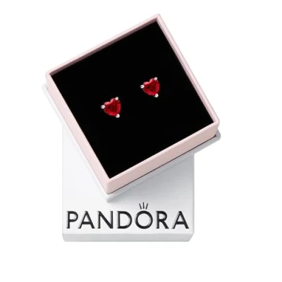 Afbeelding van Pandora 292549C01 Oorknoppen Red Heart zilver kristal rood