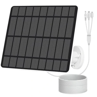 Afbeelding van Czemo Zonnepaneel voor buitencamera, 5 W, zonnepaneel, compatibel met Eufy camera, ring, USB C adapter inbegrepen, IP65 waterdicht