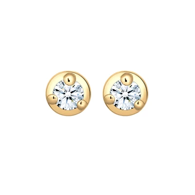 Afbeelding van Elli PREMIUM Dames Oorbellen Solitär Basic Edel Diamant (0.06 ct.) 585 Gelbgold