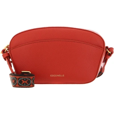 Afbeelding van COCCINELLE Leren Schoudertas Enchanteuse Mini Bag Grained Leather Tangerine Oranje