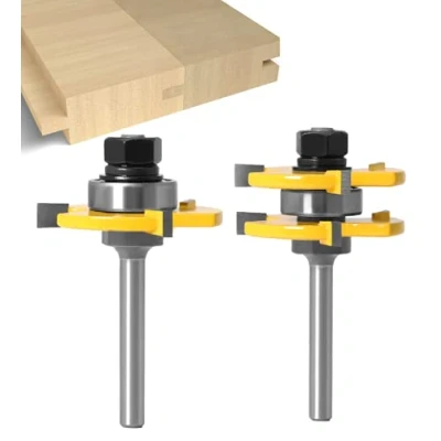 Afbeelding van APLUS tong en groeffrees 6 mm, 3 tanden, T vorm, houtbewerkingsgereedschap