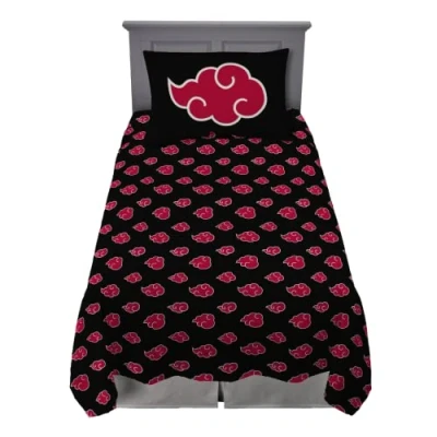 Afbeelding van Franco Naruto Akatsuki Anime beddengoed, superzachte microvezel, 2 eenpersoonsbedden XL lakenset, benodigdheden voor studentenslaapzaal, (officieel gelicentieerd product)