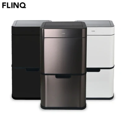 Afbeelding van FlinQ Senzaro 60L Prullenbak Afvalscheiding Vuilnisbak Afvalscheidingsprullenbak Afvalemmer Bewegingssensor Stainless