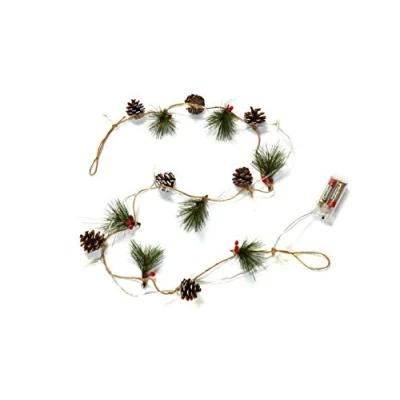 Afbeelding van HEITMANN DECO Kerstlichtketting 10 leds op batterijen binnen dennenappels dennentakken warm wit