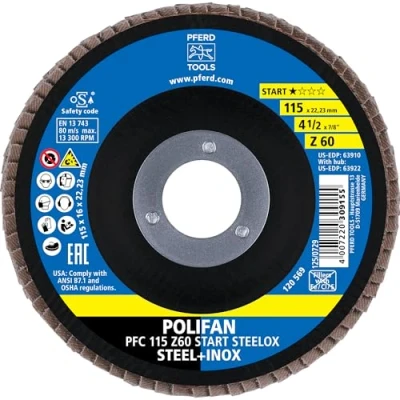 Afbeelding van PFERD 69300937 PFC 115 Z 60 START STEELOX Lamellenschijf Diameter mm Boordiameter 22.23 10 stuk(s)