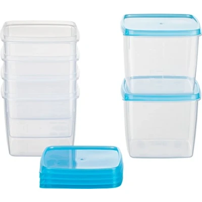 Afbeelding van Kigima Diepvriesdoos vierkant 11x11x9,5 cm 0,75L (6 stuks) lichtblauw