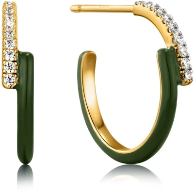 Afbeelding van Ania Haie Green Enamal Gold Sparkle AH E031 04G G Oorbellen horloge Goudkleur