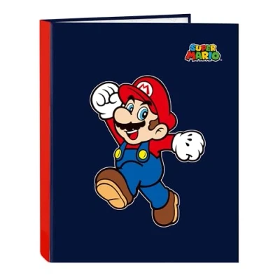 Afbeelding van Super Mario World map met 4 ringen, ideaal voor kinderen van verschillende leeftijden, comfortabel en veelzijdig, kwaliteit duurzaamheid, 26,5 x 33 cm, marineblauw, Donkerblauw, Standaard, casual