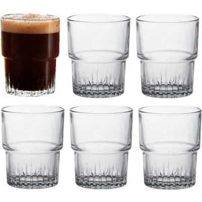 Afbeelding van 12x Koffie/espresso/whiskey glazen transparant Empilable 160 ml Koffie en theeglazen