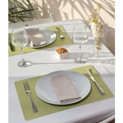Afbeelding van 4x Tabac Placemat Pistachio 30x43cm onderlegger tafeldecoratie tafel dekken Linen look