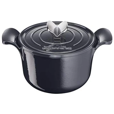 Afbeelding van Lagostina Traditionele cocotte van geëmailleerd gietijzer voor lang koken Ø 18 cm, braadpan inductie, gas en oven tot 220 C, pan stoven langzaam met condensatiedeksel