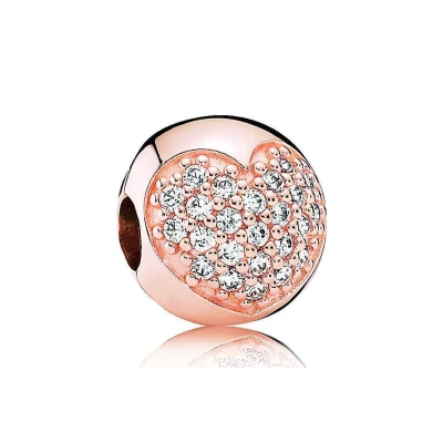 Afbeelding van Pandora Rose Clip Stopper bedel zilver rosékleurig Cubic Zirconia 781053CZ